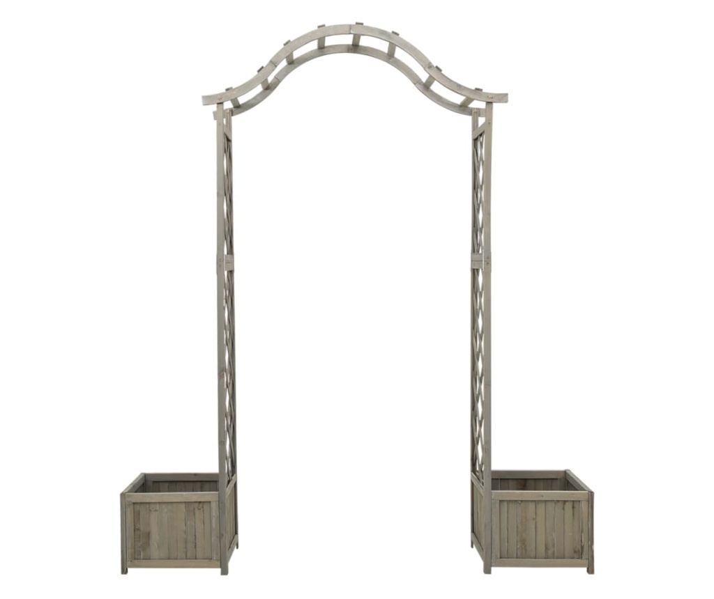 Vrtna pergola z zasadilnikom, siva, masiven smrekov les - 2