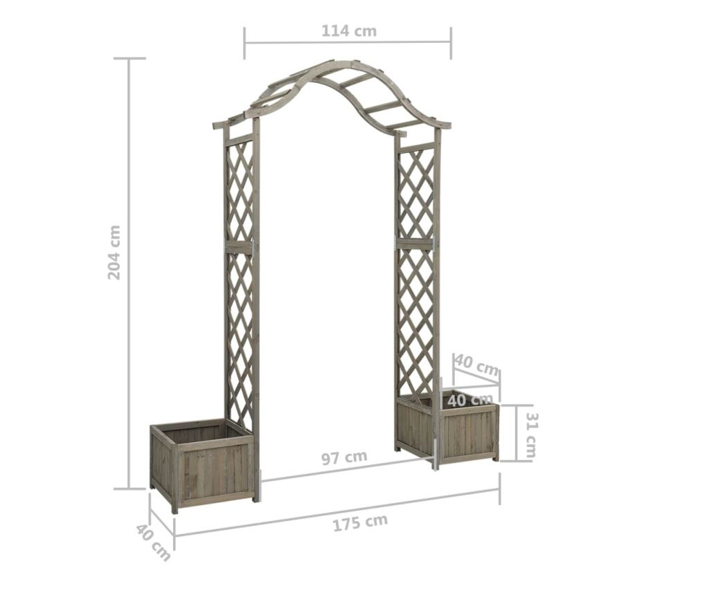 Vrtna pergola z zasadilnikom, siva, masiven smrekov les - 5