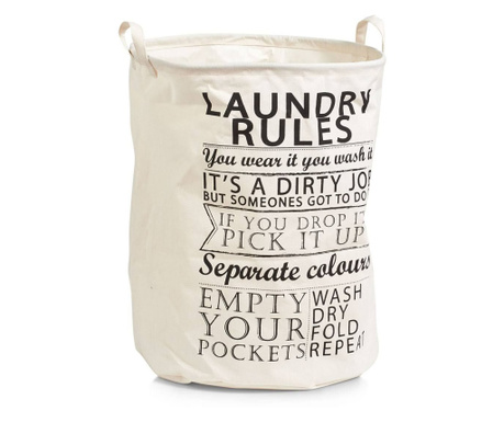 Košara za rublje, "Laundry Rules", platno, siva, Ø38x48 cm, Zeller