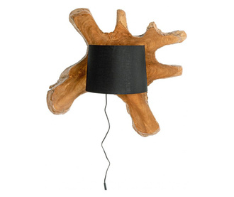 Zidna lampa od prirodnog drva crni abažur Naga 70x22 cm