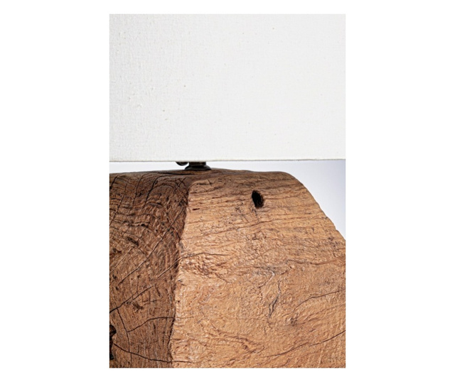 Veioza lemn natur abajur alb Lumen 35x40 cm