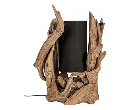 Veioza lemn natur abajur negru Bion 55x40x80 cm