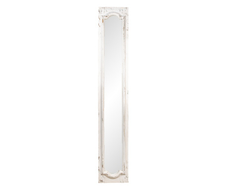 Oglinda perete lemn alb antichizat 30x4x176 cm