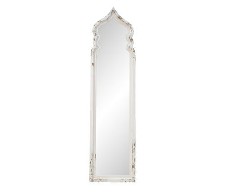 Stensko ogledalo, starinsko bel lesen okvir, 48x4x186 cm