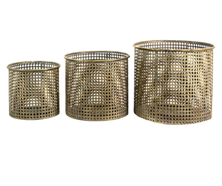 Set 3 bakrenih kovinskih svečnikov 33x27, 27x23, 21x19 cm