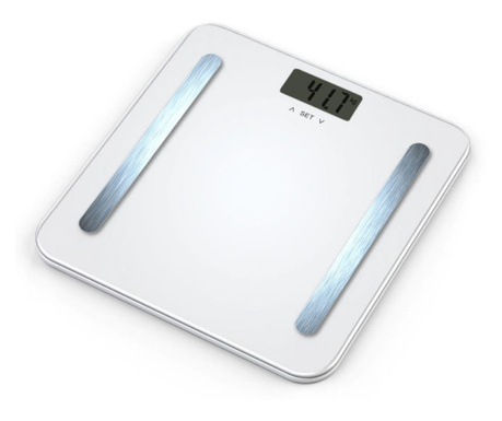 Кантар за тегло и мазнини Hausberg HB-6004NG, 180 кг, функция BMI, KCAL и др., стъкло, бял