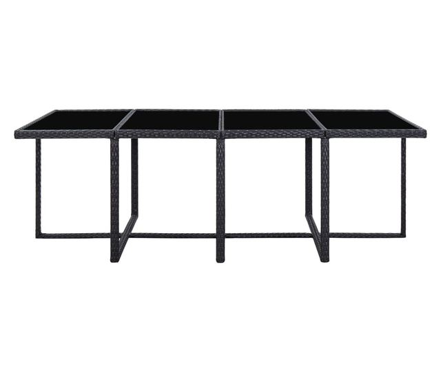 Vanjski set namještaja s jastucima, 13 dijelova, crna boja, poliratan