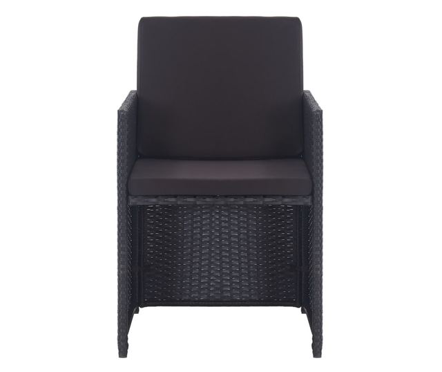 Vanjski set namještaja s jastucima, 13 dijelova, crna boja, poliratan