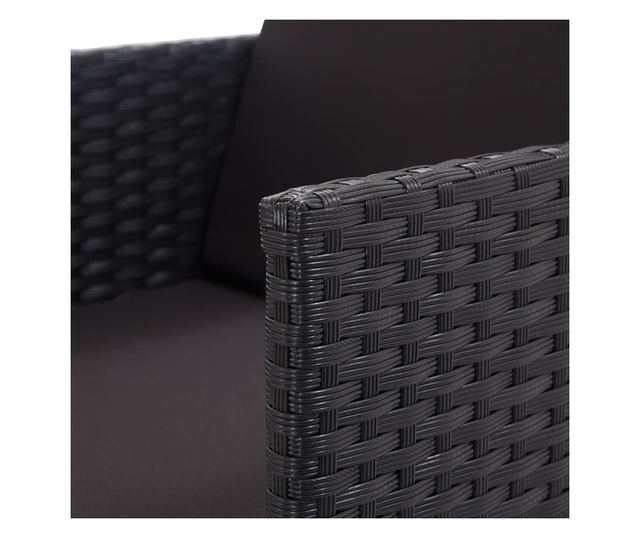 Vanjski set namještaja s jastucima, 13 dijelova, crna boja, poliratan