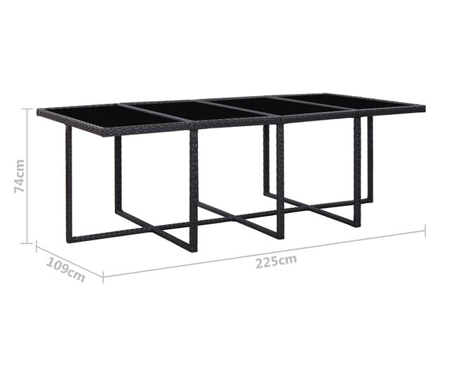 Vanjski set namještaja s jastucima, 13 dijelova, crna boja, poliratan