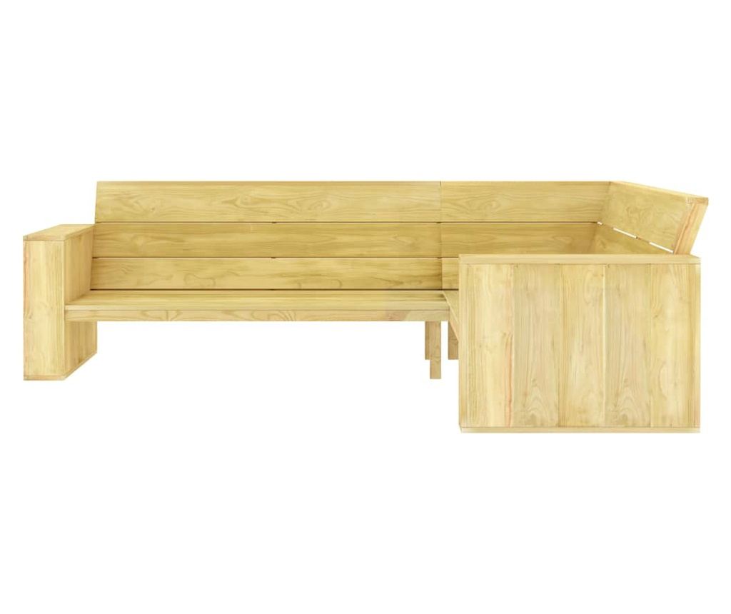 Kutna vrtna klupa, 239 cm, obrađeno borovo drvo - 2