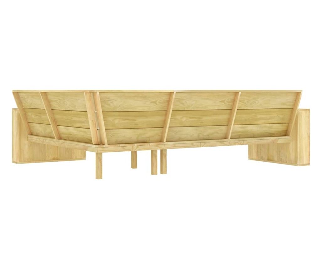 Kutna vrtna klupa, 239 cm, obrađeno borovo drvo - 4