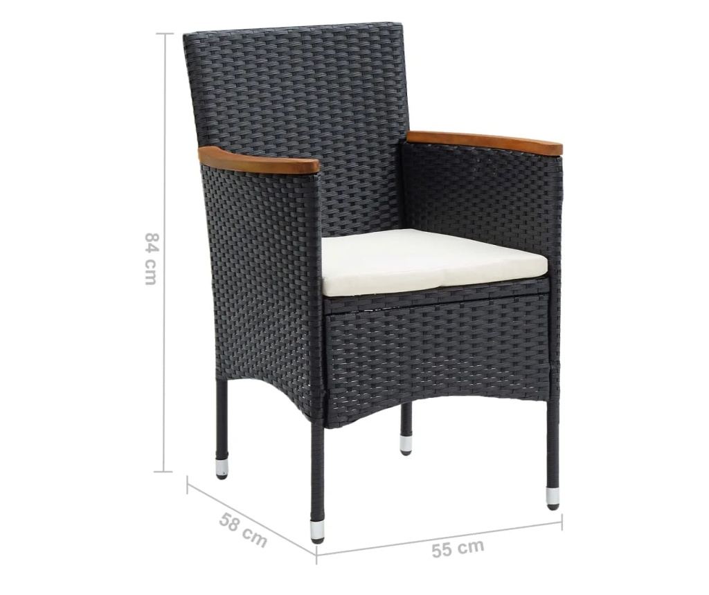 Vrtni namještaj s jastucima, 9 dijelova, crni, poliratan - 11