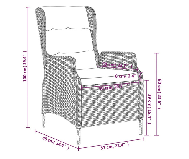 Set mobilier pentru grădină, 9 piese, maro