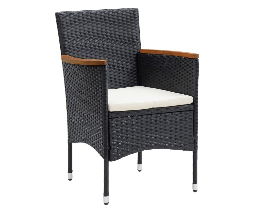 Vrtni namještaj s jastucima, 9 dijelova, crni, poliratan - 4