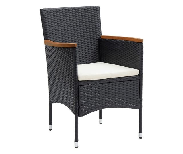 Vrtni namještaj s jastucima, 9 dijelova, crni, poliratan