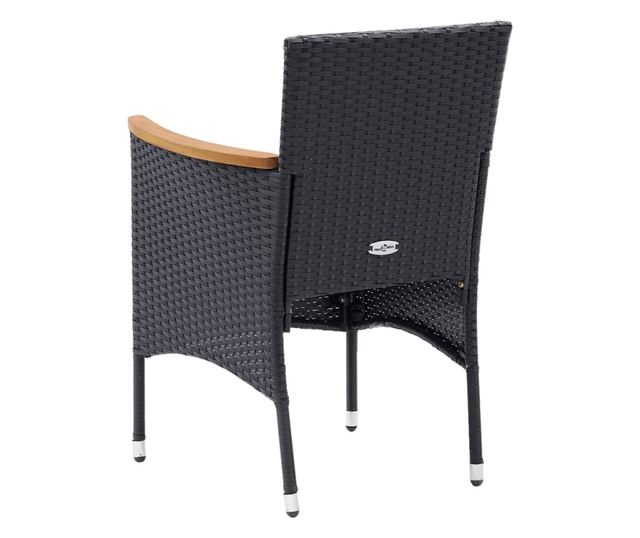 Vrtni namještaj s jastucima, 9 dijelova, crni, poliratan