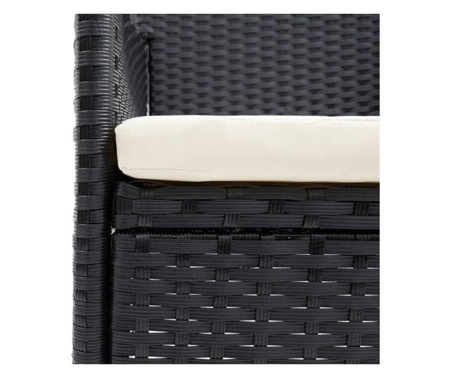 Vrtni namještaj s jastucima, 9 dijelova, crni, poliratan