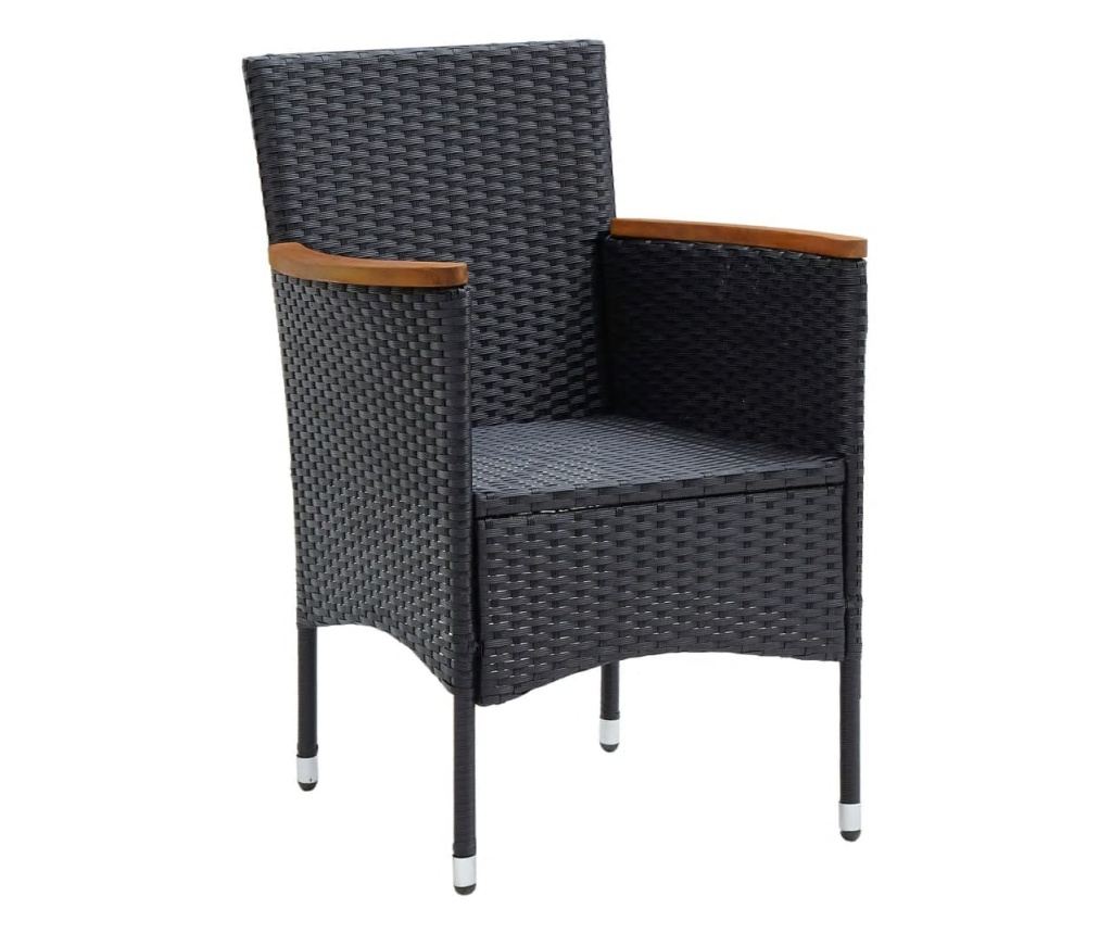 Vrtni namještaj s jastucima, 9 dijelova, crni, poliratan - 5