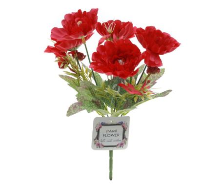 Buchet 5 bujori artificiale PAMI,F1021-1, 28cm Rosu