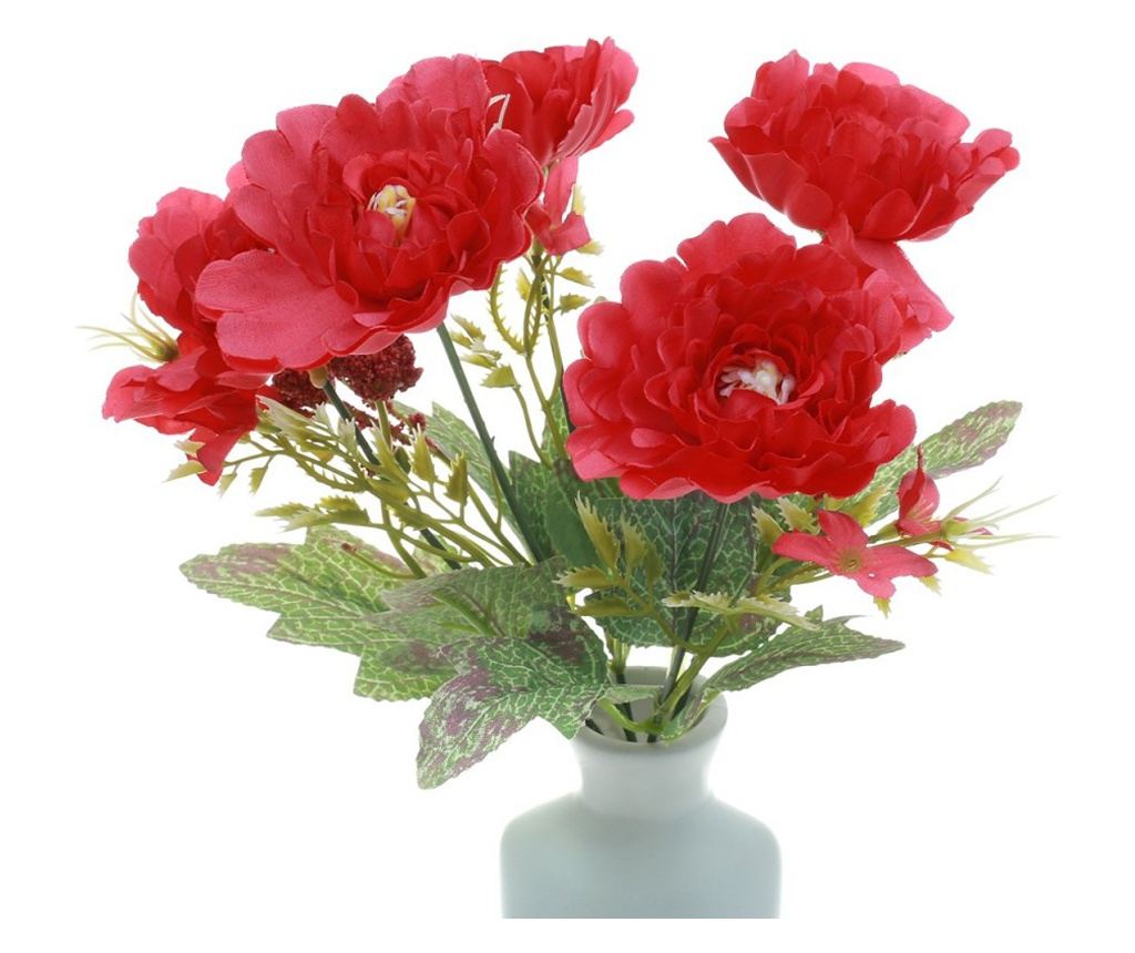 Buchet 5 bujori artificiale PAMI,F1021-1, 28cm Rosu - 3