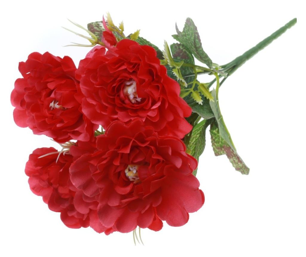Buchet 5 bujori artificiale PAMI,F1021-1, 28cm Rosu - 5