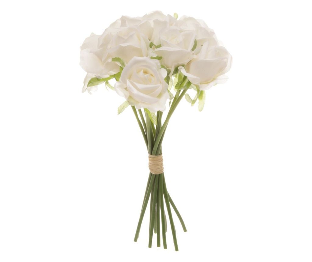 Buchet 12 trandafiri artificiale PAMI, F1021-86, 30cm Alb - 2