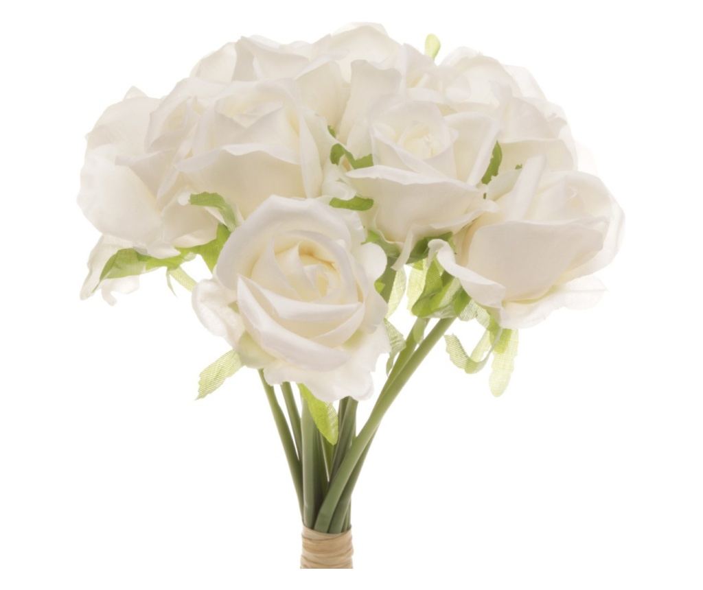 Buchet 12 trandafiri artificiale PAMI, F1021-86, 30cm Alb - 3