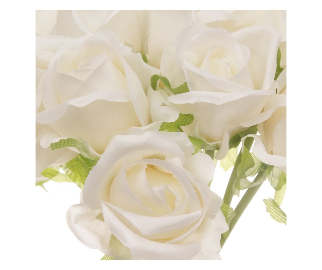 Buchet 12 trandafiri artificiale PAMI, F1021-86, 30cm Alb - 4