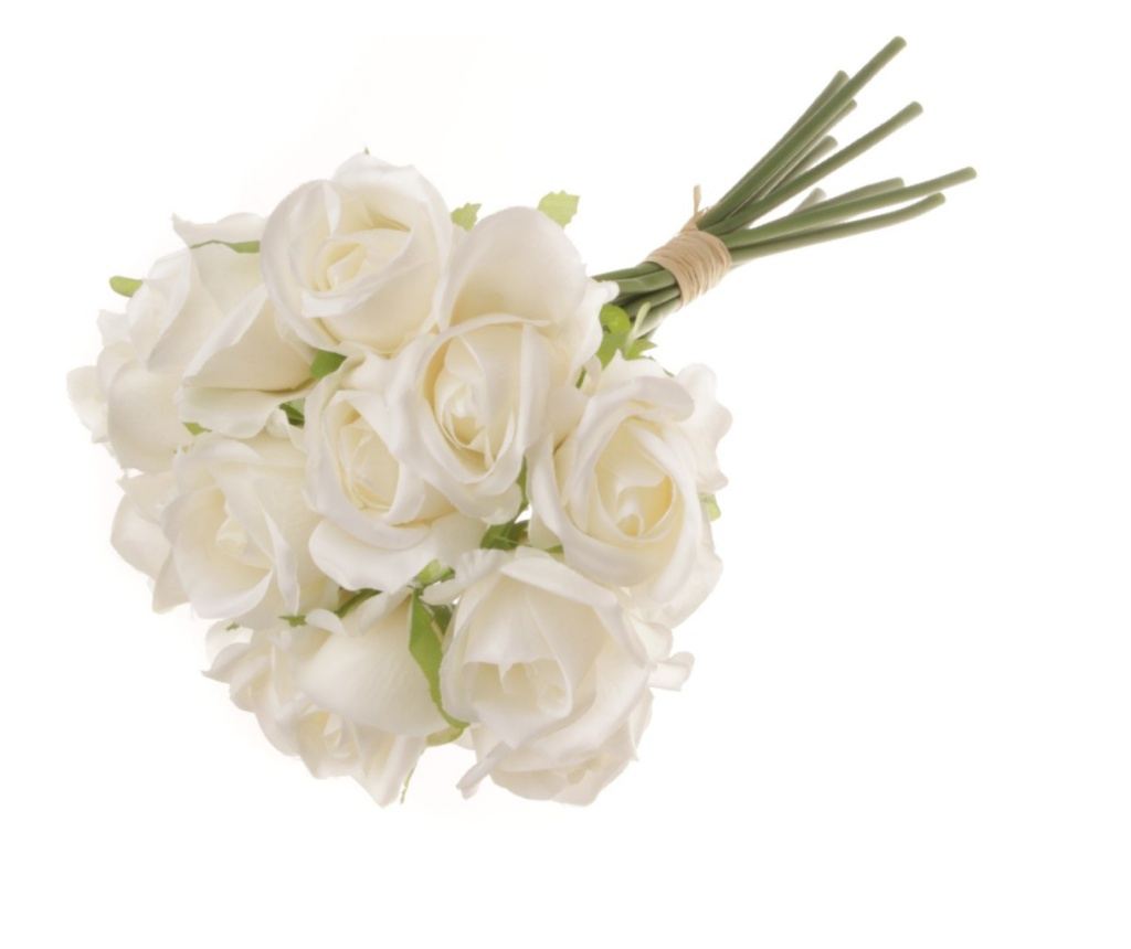 Buchet 12 trandafiri artificiale PAMI, F1021-86, 30cm Alb - 5