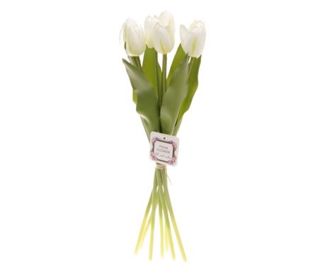 Buchet 7 lalele mare artificiale PAMI, F1021-75, 40cm Alb