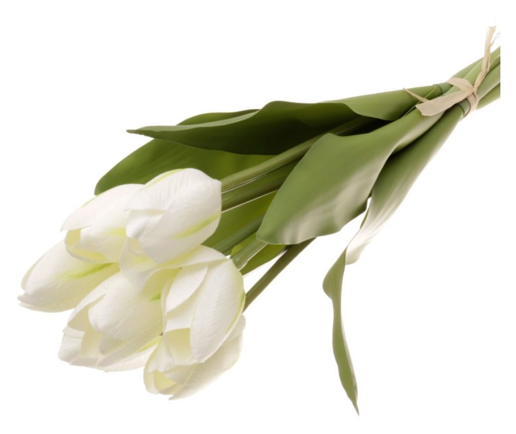 Buchet 7 lalele mare artificiale PAMI, F1021-75, 40cm Alb - 5