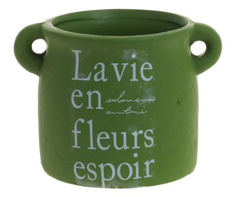 Ghiveci flori ceramic PAMI, FG1021-182M, 9x9 cm, Alb Verde