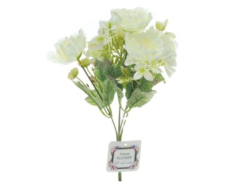 Buchet 5 bujori artificiale PAMI,F1021-1, 28cm Alb