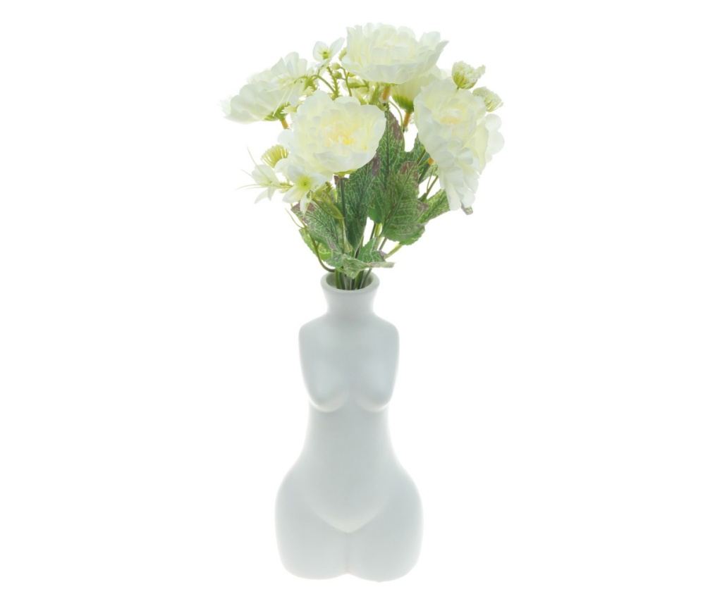 Buchet 5 bujori artificiale PAMI,F1021-1, 28cm Alb - 2