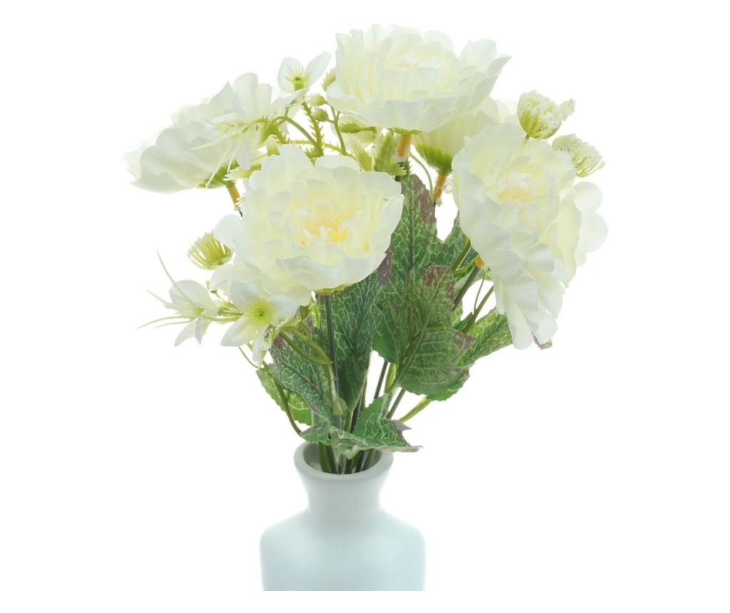 Buchet 5 bujori artificiale PAMI,F1021-1, 28cm Alb - 3