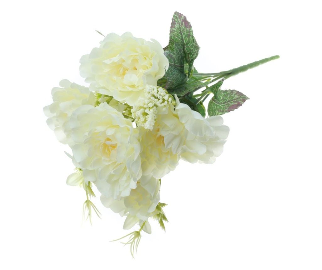 Buchet 5 bujori artificiale PAMI,F1021-1, 28cm Alb - 5