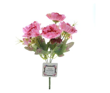 Buchet 5 bujori artificiale PAMI,F1021-1, 28cm Roz