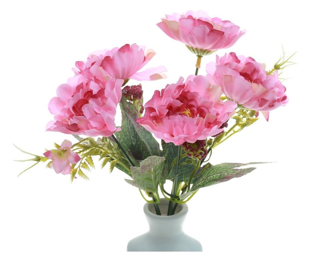 Buchet 5 bujori artificiale PAMI,F1021-1, 28cm Roz - 3