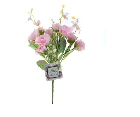Buchet 5 trandafiri artificiale PAMI, F1021-3, 28cm Roz