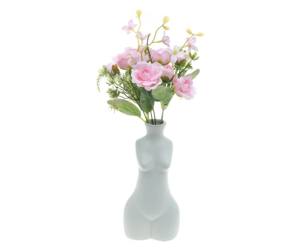 Buchet 5 trandafiri artificiale PAMI, F1021-3, 28cm Roz - 2