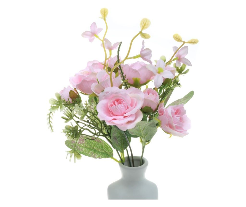 Buchet 5 trandafiri artificiale PAMI, F1021-3, 28cm Roz - 3