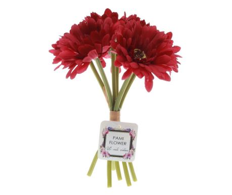Buchet 6 crizantema elegant artificiale PAMI, F1021-81, 26cm Rosu