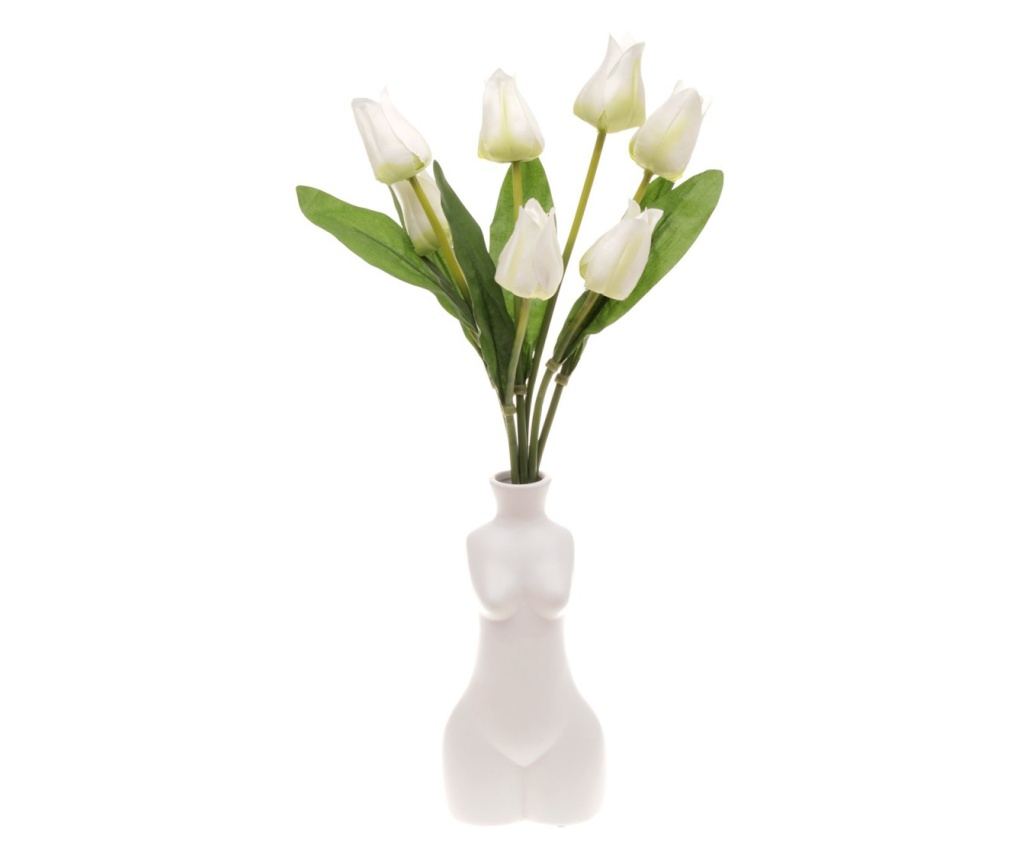 Buchet 7 lalele mediu artificiale PAMI, F1021-72, 37cm Alb - 2