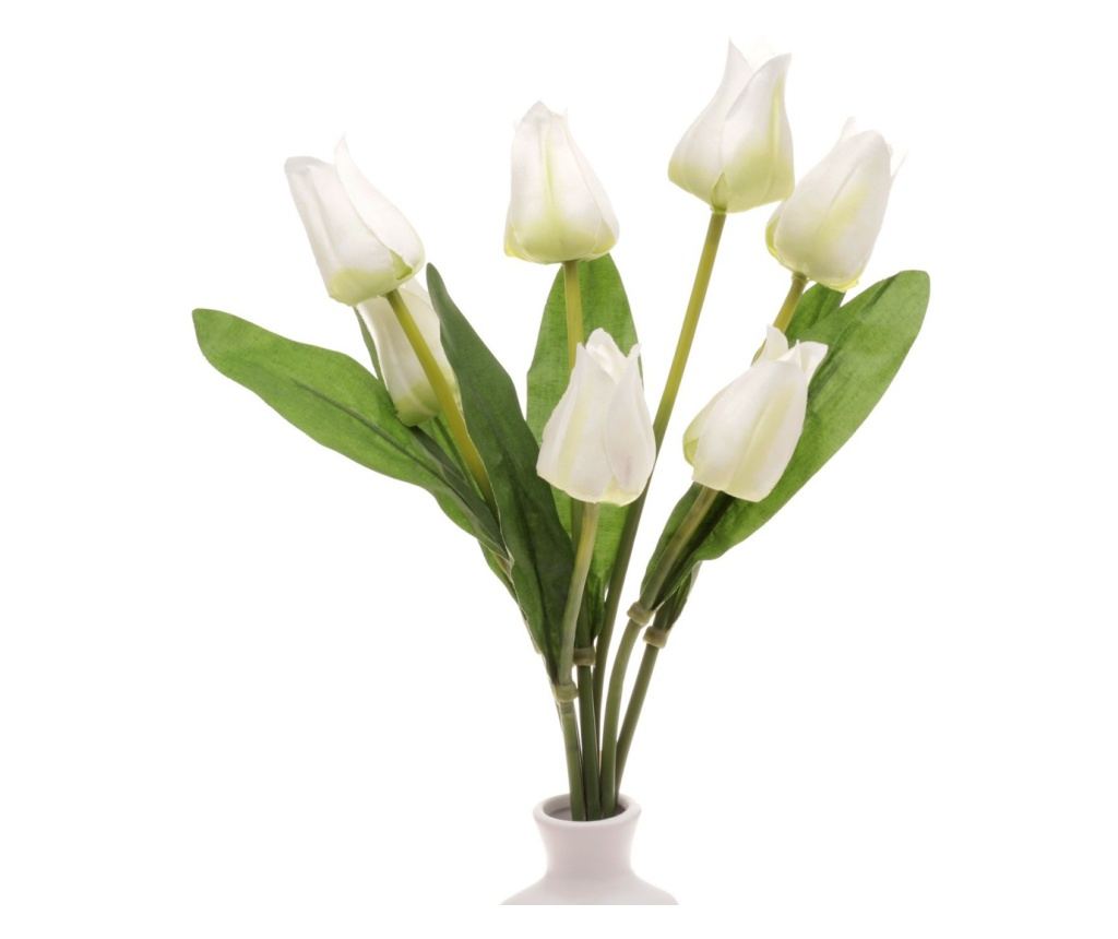 Buchet 7 lalele mediu artificiale PAMI, F1021-72, 37cm Alb - 3