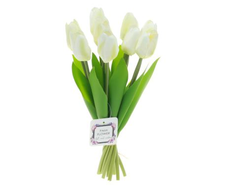 Buchet 12 lalele mare artificiale PAMI, F1021-76, 30cm Alb