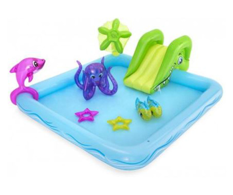 Надуваем басейн за деца, игра, с пързалка, 239x206x86 см, Bestway Fantastic Aquarium