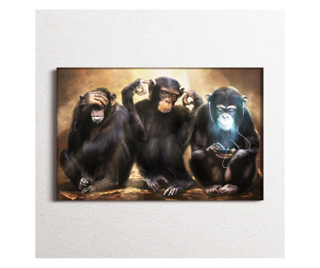 Tablou Sticla Frameless "Monkeys" 45x70cm