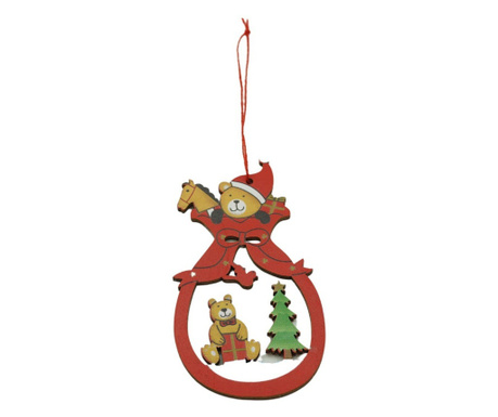 Ornament de brad ursuleti, Flippy, multicolor, lemn, 10 cm