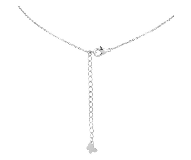 Colier cu perle si strasuri placat cu aur alb, CLC-50, 42 + 5 cm, Argintiu